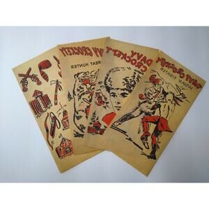 Davy Crockett Iron On Transfers Vintage Decals Cowboys Wild West 1950s Lot Of 4